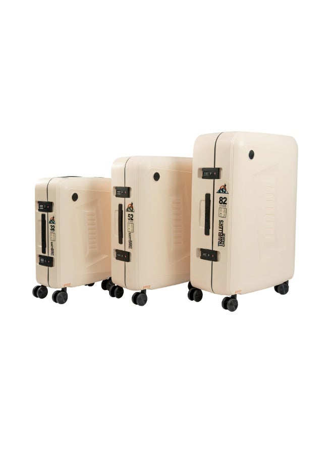 20 inch 24 inch 28 inch PP carry on suitcase 3 piece traveling luggage sets fashion style rolling trolley bag (Biege)