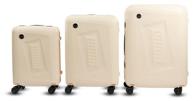 20 inch 24 inch 28 inch carry on suitcase 3 piece traveling luggage sets fashion style rolling trolley bag (Beige) - Image 1