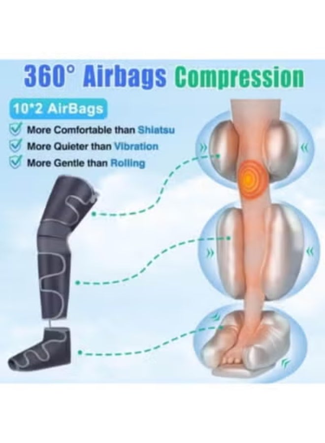 Premium 4-in-1 Leg Massager with Air Compression & Adjustable Heat - Full Foot, Calf, Thigh, Knee Pain Relief & Circulation - Image 2