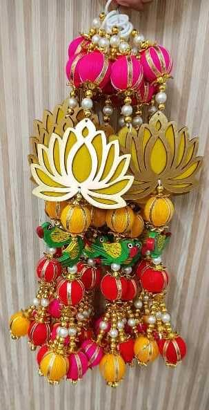 SP SELLPLUS Sellplus Cardboard Lotus Beads Gota Ball String Torans Garland Bandhwar Decoration Item for Home Dcor Diwali Festival Navratri 