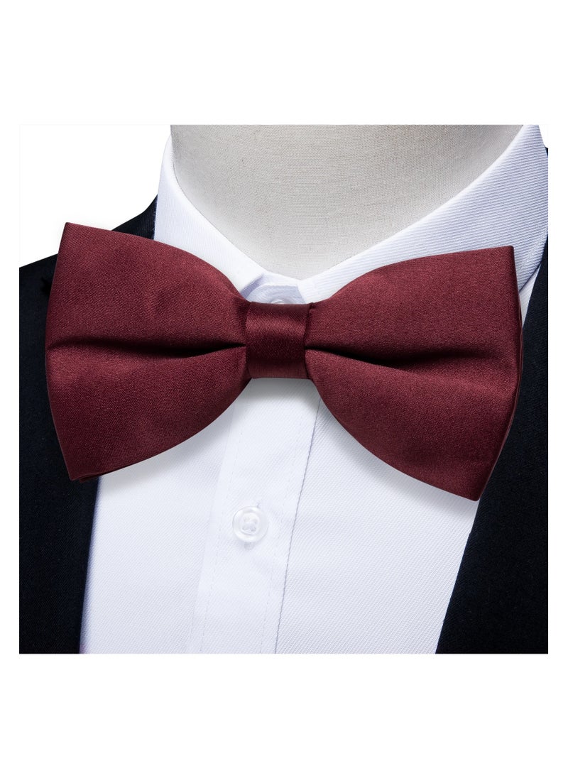 Pre-Tied Bow Tie Satin Solid Bowtie Adjustable Tuxedo Bowties for Men and Boys