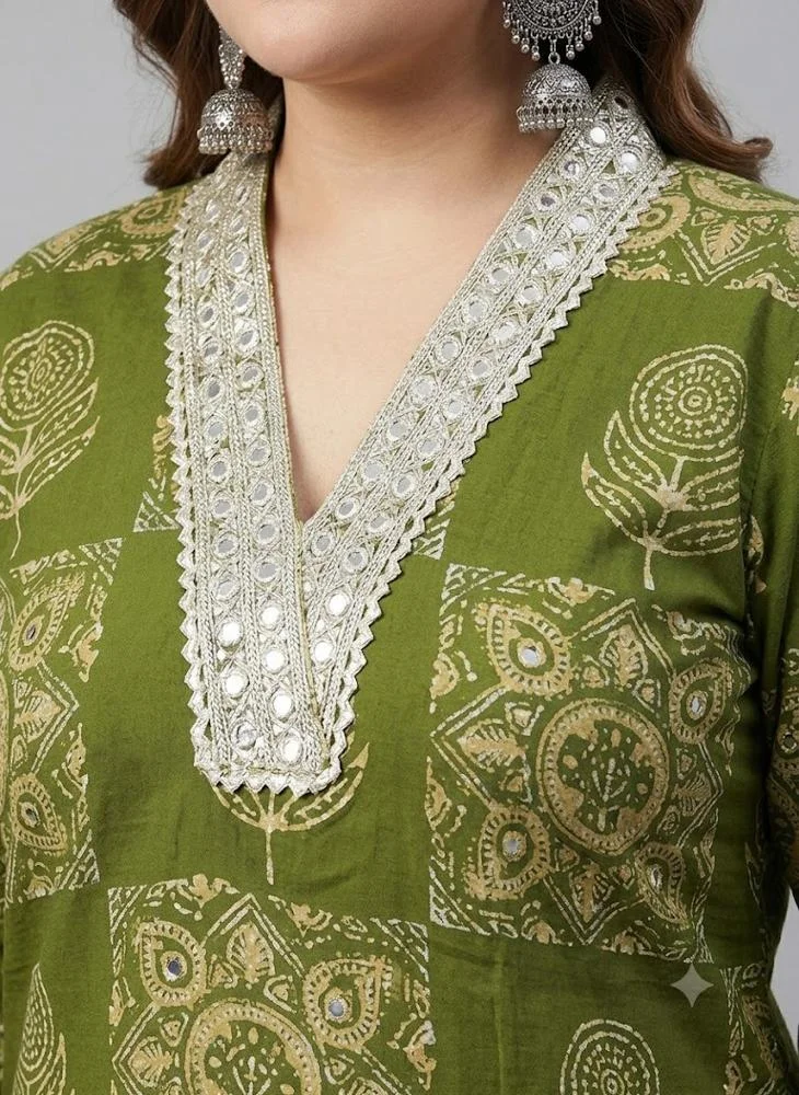 Viny PLUS SIZE VINY Green Printed Top & Palazzo Set – Women's Indian Ethnic Wear