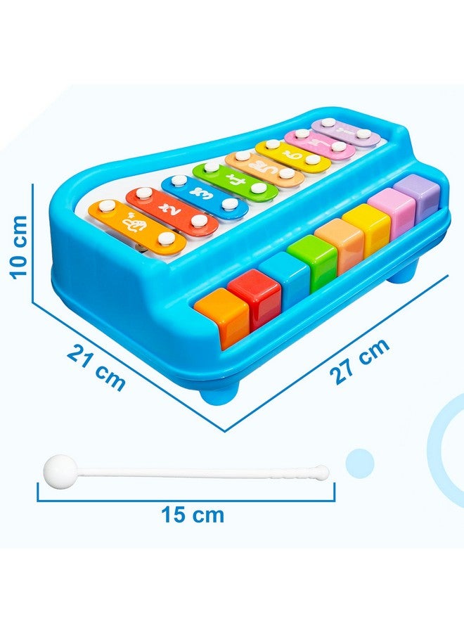 VGRASSP 2 in 1 Big Xylophone and Piano Toy for Kids with 8 Colorful Keys and Drum Sticks - Musical Instrument Toy for Baby and Toddlers - Blue - Image 3