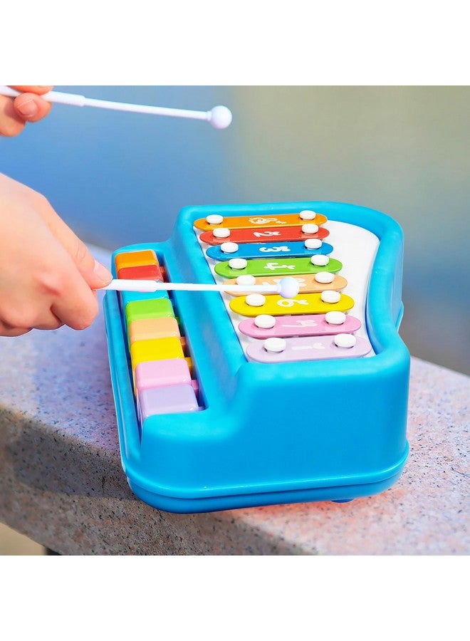 VGRASSP 2 in 1 Big Xylophone and Piano Toy for Kids with 8 Colorful Keys and Drum Sticks - Musical Instrument Toy for Baby and Toddlers - Blue - Image 2