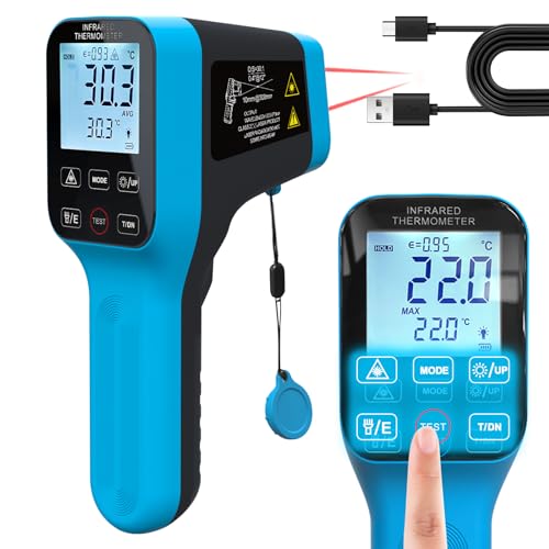 H HOLDPEAK Infrared Thermometer Gun Rechargeable, -58℉~2912℉ High Temp Laser Industrial Thermometer, D:S=30:1 Touch Button Waterproof Pyrometer, Digital IR Temperature Gauge with Type-C Port (NOT for Human) - Image 1