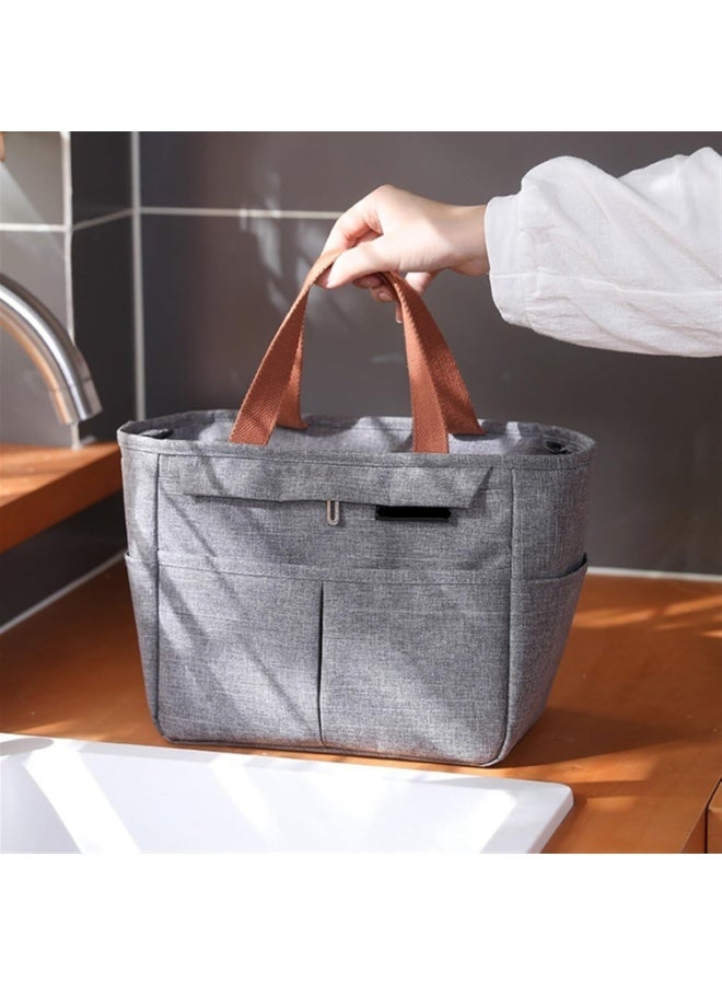 Large Insulated Lunch Bag, Lunch Tote Bag for School Office Picnic Beach(Grey) - Image 1