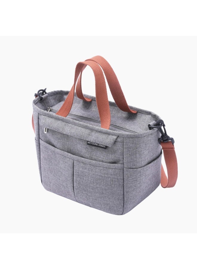 Large Insulated Lunch Bag, Lunch Tote Bag for School Office Picnic Beach(Grey) - Image 3