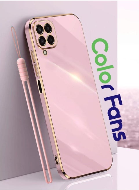 For Samsung Galaxy M53 5G Case Glossy Electroplating TPU Protective Cover Gold-Purple