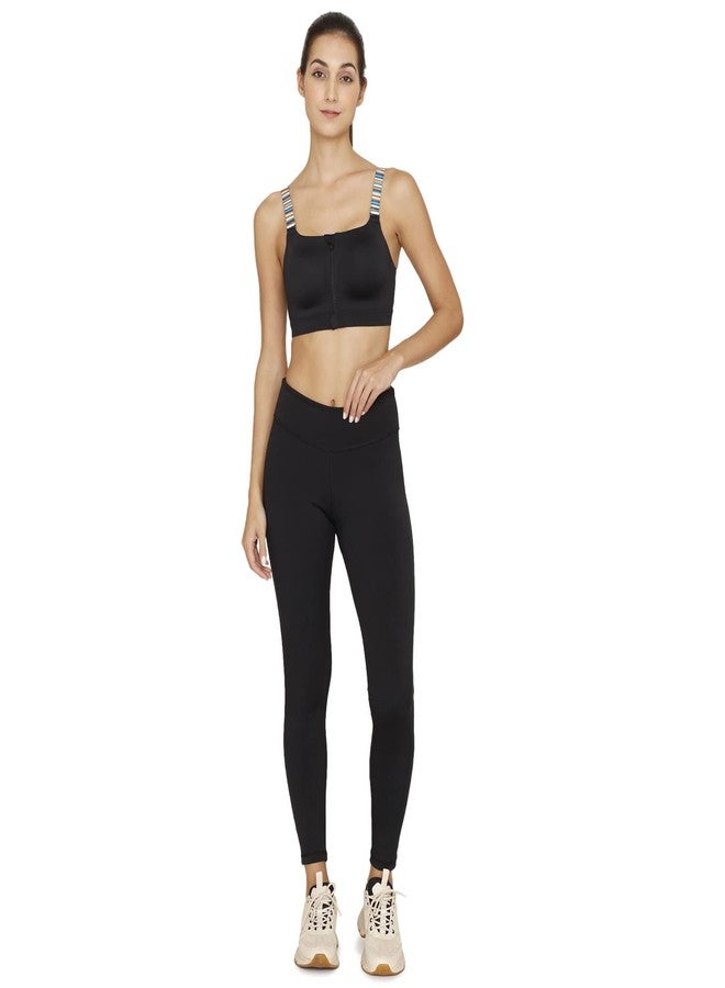 Zelocity High Impact Quick Dry Front Opening Multicolor Strap Sports Bra - Jet Black - Image 4