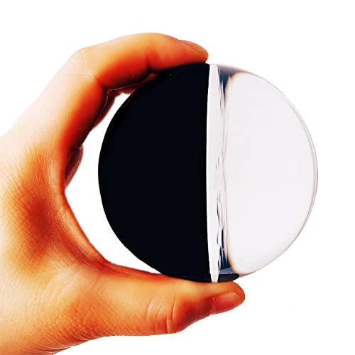 DSJUGGLING TwoTone 80mm Acrylic Contact Juggling Ball Clear with Solid Black 2Tone Acrylic Sphere in 314 Inches - Image 1