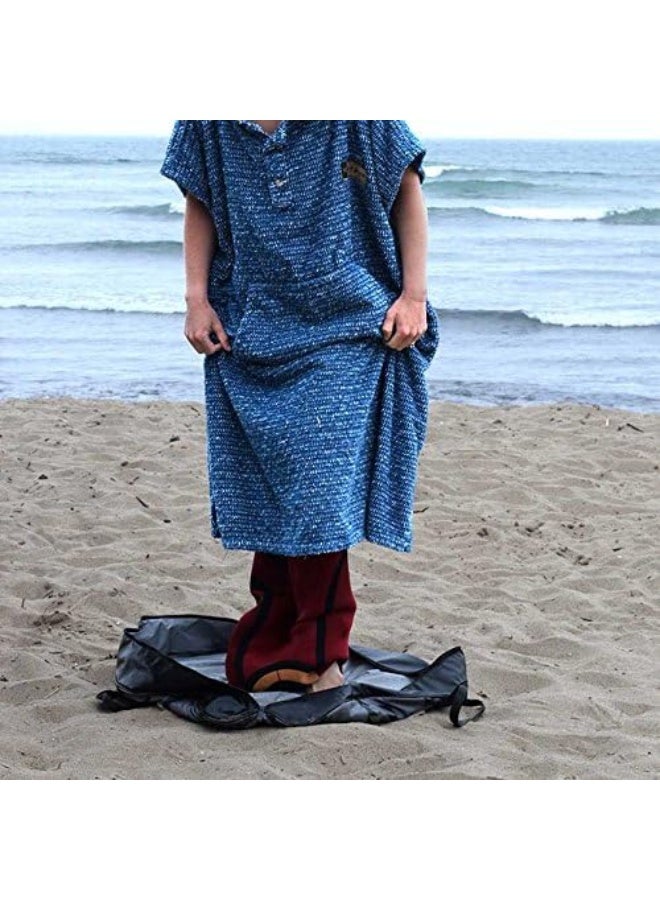 Open Road Goods Surf Poncho/Adult Hooded Towel/Wetsuit Changing Robe - Charcoal Black/Indigo Blue; Saves a Sea Turtle's Life - Blue - Image 3