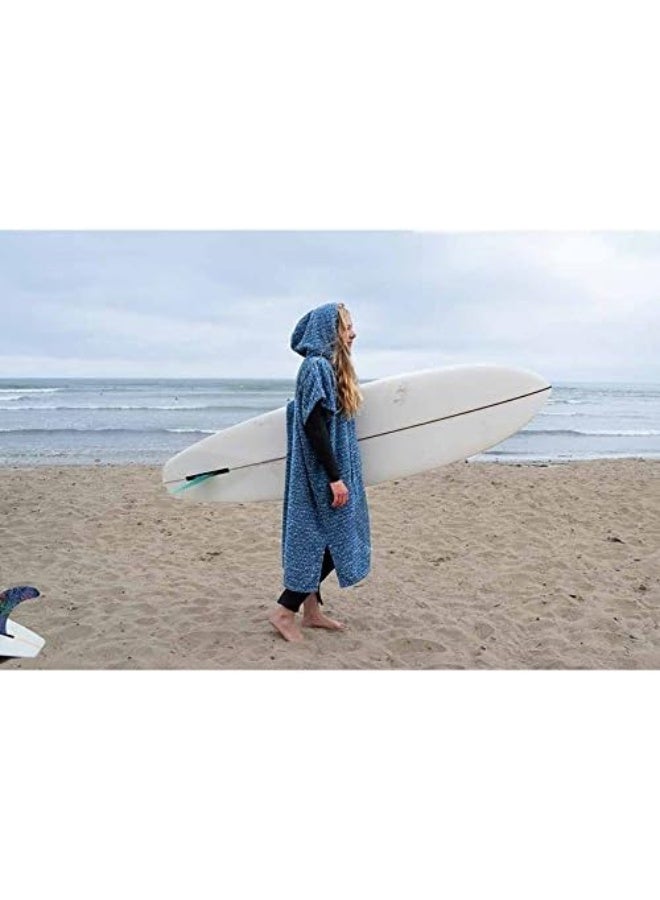 Open Road Goods Surf Poncho/Adult Hooded Towel/Wetsuit Changing Robe - Charcoal Black/Indigo Blue; Saves a Sea Turtle's Life - Blue - Image 2