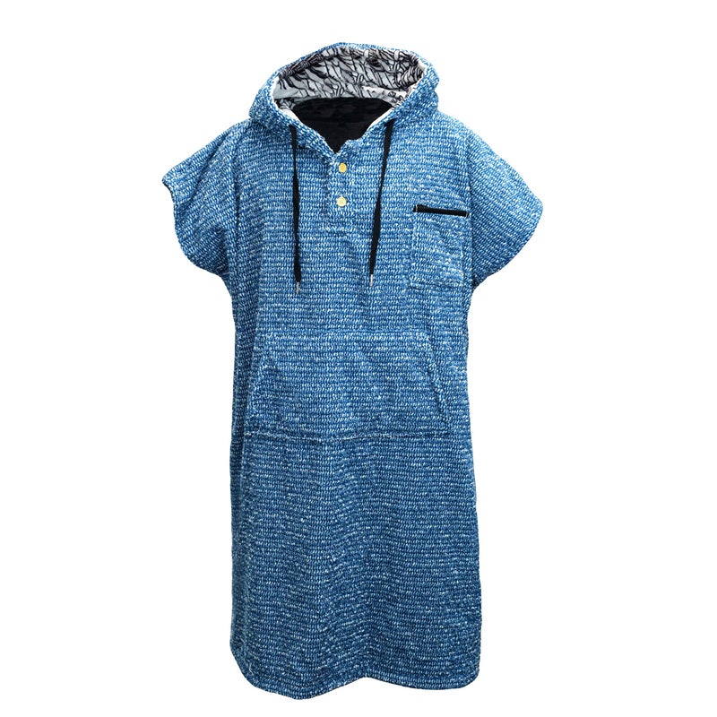 Open Road Goods Surf Poncho/Adult Hooded Towel/Wetsuit Changing Robe - Charcoal Black/Indigo Blue; Saves a Sea Turtle's Life - Blue - Image 1