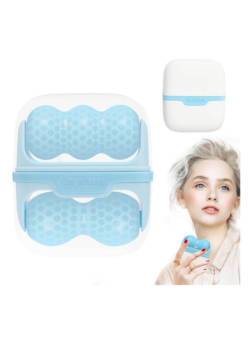 أسطوانة الثلج للوجه والجسم، أدوات العناية بالبشرة على شكل أسطوانة 2 في 1 لتدليك الوجه لتخفيف الصداع النصفي والعيون المنتفخة، وتقليل التجاعيد، وتخفيف آلام العضلات، وتخفيف حروق الشمس والاحمرار (ازرق) - Image 1
