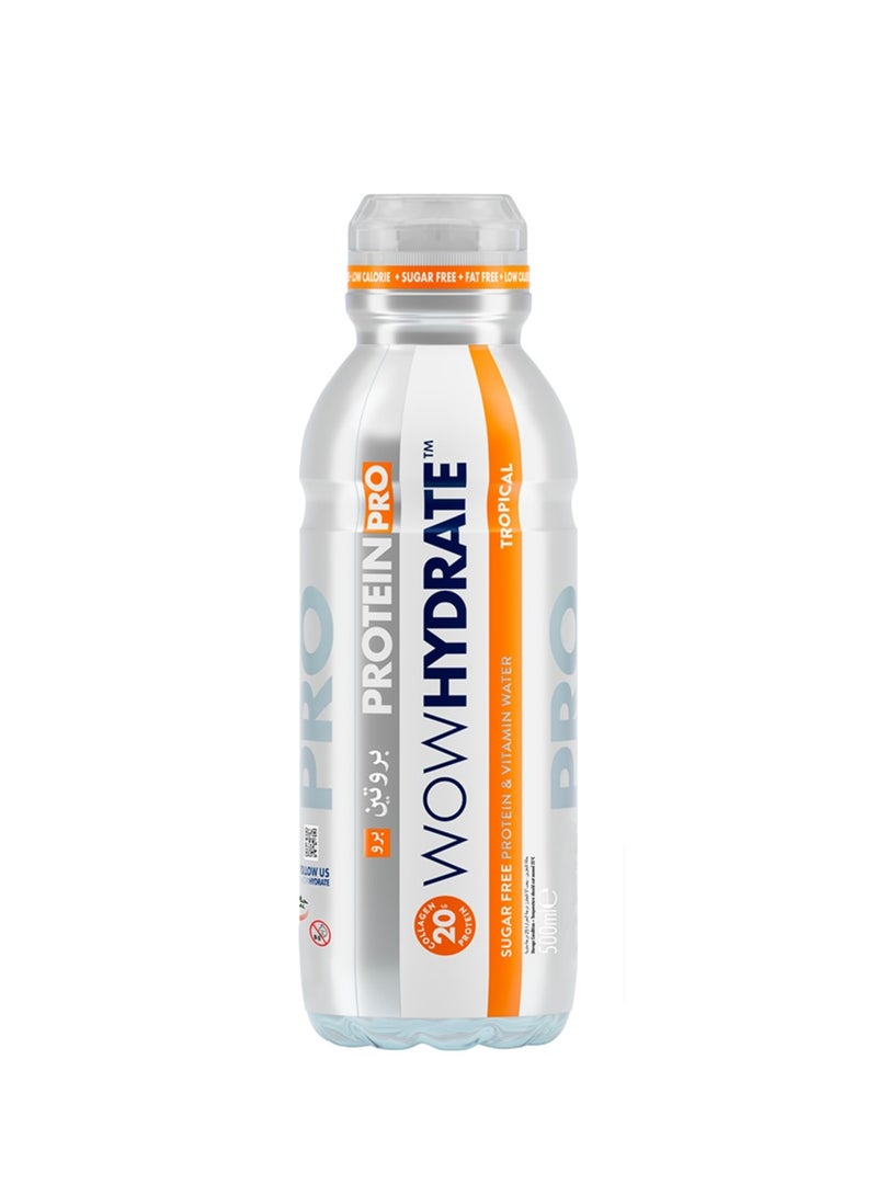 WOW Hydrate Protein Water Pro Tropical 500ml - Image 1