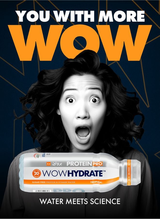 WOW Hydrate Protein Water Pro Tropical 500ml - Image 3