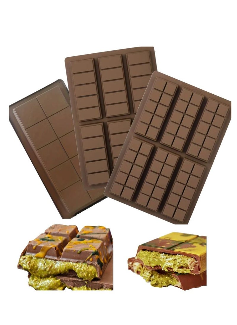 C.T.Z Set of 3 Dubai Chocolate Silicone Molds - High-Quality Silicone Molds for Creating Luxurious Dubai-Style Chocolate Bars, Pistachio and Chocolate Treats - Non-Stick Chocolate Molds  - Image 1