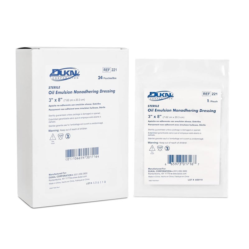 Dukal Oil Emulsion Dressing, 3" W x 8" L (Box of 24)