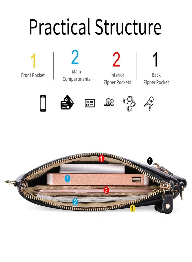 SENDEFN Leather Wristlet Clutch Small Women Crossbody Shoulder Bag Wallet Purses RIFD Card Slots - Image 2