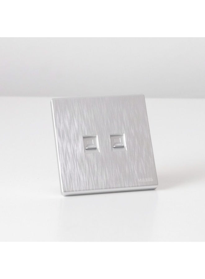 DANUBE HOME Milano Dual Data Outlet Network Socket Insert Keystone Jack Faceplate For Home Appliances Computers Telephones Cat6 Aura Slvr - Image 1