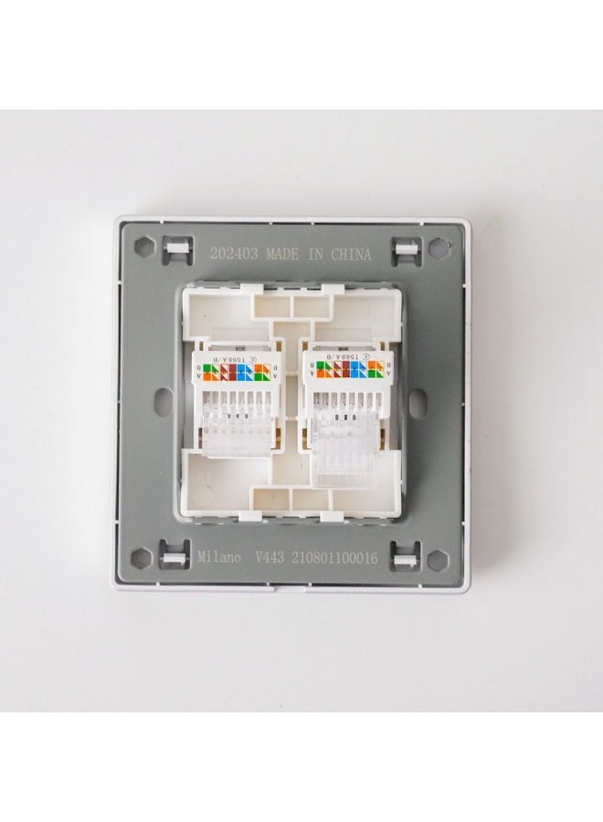 DANUBE HOME Milano Dual Data Outlet Network Socket Insert Keystone Jack Faceplate For Home Appliances Computers Telephones Cat6 Aura Slvr - Image 2