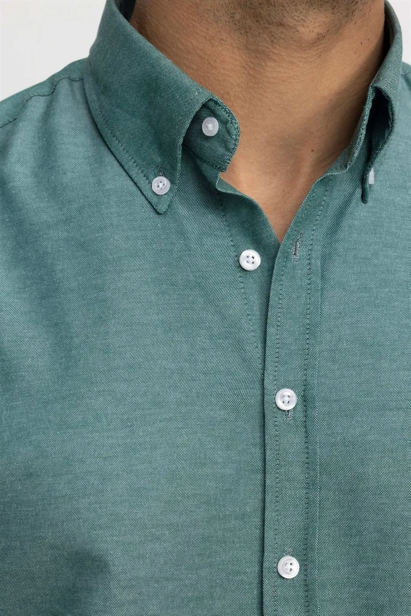 تودورس Classic Fit Long Sleeve Oxford Texture Collar Buttoned Pocket Embroidered Men's Shirt10