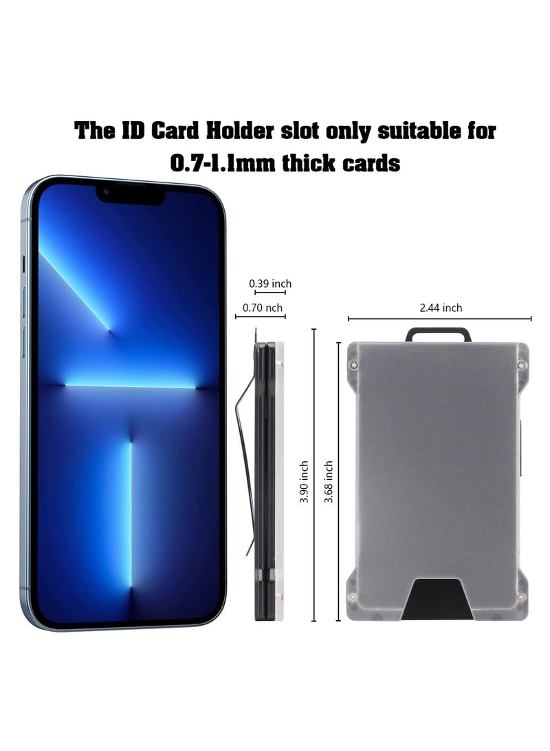 أوزيغالور محفظة بطاقات ائتمانية رفيعة لحاملي البطاقات الائتمانية، محفظة معدنية من الألومنيوم مع مشبك نقود، أسود - Image 2