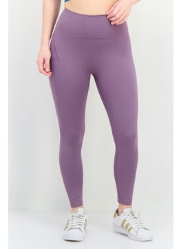 Women Sportswear Fit Brand Logo Outdoor Leggings,Purple