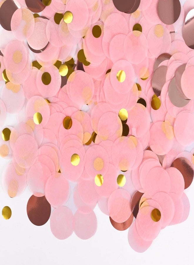Acantha Round Tissue Confetti Pink RoseGold Gold Mixed Confetti Dots Paper for Wedding Baby Shower Birthday Party & Anniversary Decorations (1.76oz, 1-Inch) - Image 1