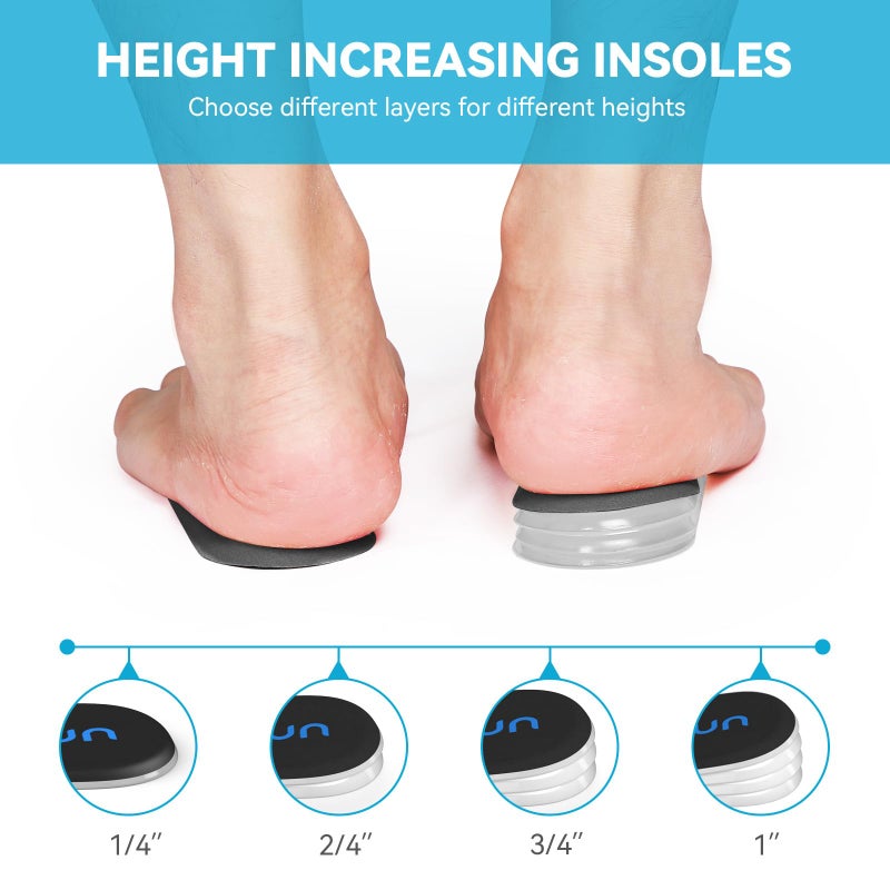 Sumifun Heel Lift, 4-Layer 1 Inch Gel Shoe Lifts for Women Uneven Legs, Adjustable Orthopedic Heel Lifts for Heel Pain and Leg Length Discrepancy, Heel Wedge Inserts 1/4" 1/2" 3/4" (Size L, Black) - Image 2