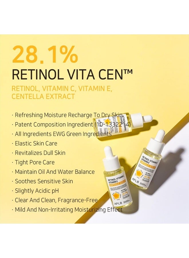 APLB Retinol Vitamin C Vitamin E Ampoule Serum | RETINOL VITA CEN™ 28.1% 1.35 FL.OZ/Korean Skincare, Long lasting moisturizing, Revitalize for gentle and improve skin texture  - Image 3