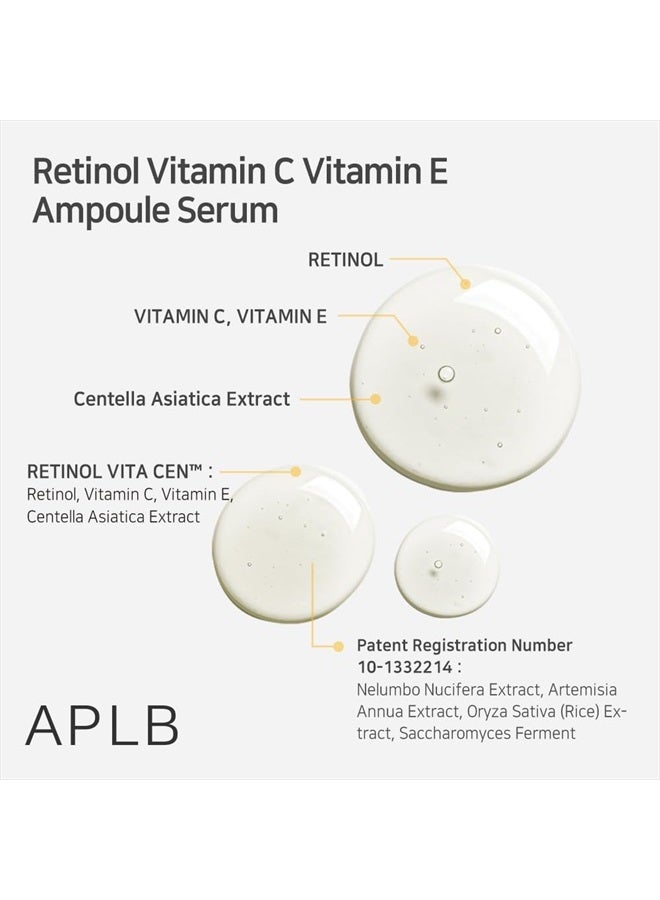 APLB Retinol Vitamin C Vitamin E Ampoule Serum | RETINOL VITA CEN™ 28.1% 1.35 FL.OZ/Korean Skincare, Long lasting moisturizing, Revitalize for gentle and improve skin texture  - Image 4