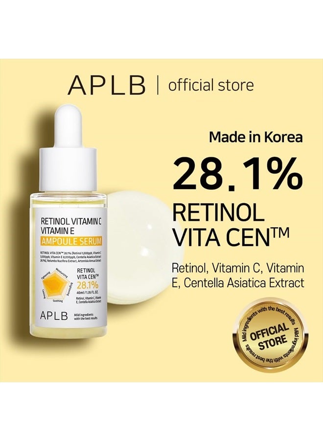 APLB Retinol Vitamin C Vitamin E Ampoule Serum | RETINOL VITA CEN™ 28.1% 1.35 FL.OZ/Korean Skincare, Long lasting moisturizing, Revitalize for gentle and improve skin texture  - Image 2