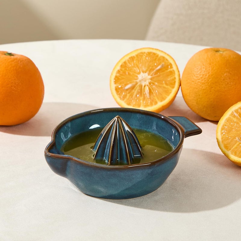 Tuioyoc Ceramic Lemon Juicer Reamer Manual Citrus Lime Hand Squeezer Bowl with Handle and Pour Spout, Handheld, Easy to Use and Clean - Image 3