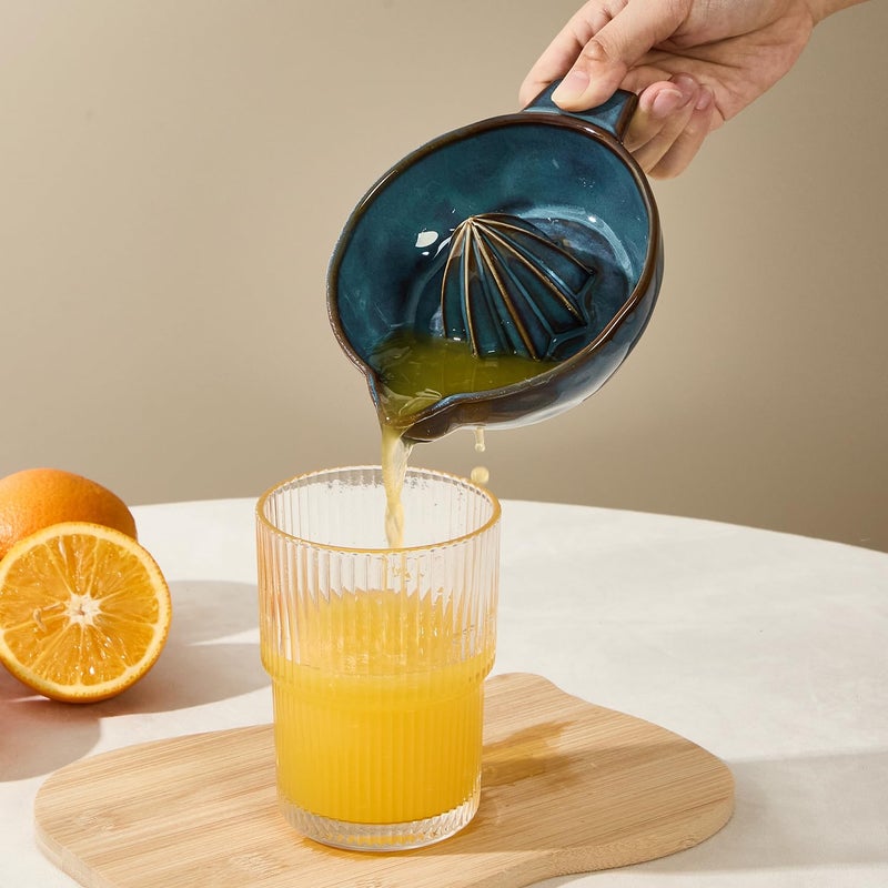 Tuioyoc Ceramic Lemon Juicer Reamer Manual Citrus Lime Hand Squeezer Bowl with Handle and Pour Spout, Handheld, Easy to Use and Clean - Image 4