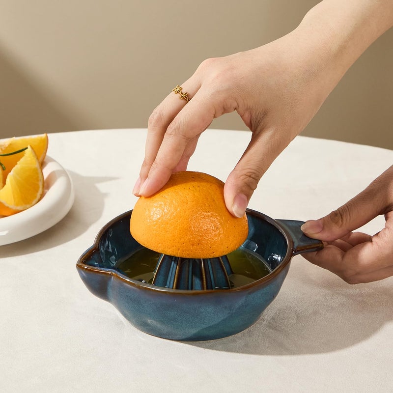 Tuioyoc Ceramic Lemon Juicer Reamer Manual Citrus Lime Hand Squeezer Bowl with Handle and Pour Spout, Handheld, Easy to Use and Clean - Image 2