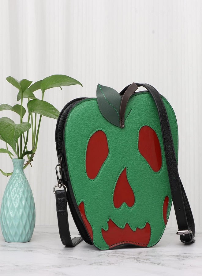 Fecialy Halloween Poisoned Apple Crossbody Bag Funny Shoulder Bag Novelty Handbag Pu Leather Purse - Image 3