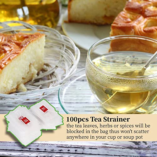 YOSOO 100Pcs Tea Filter Bags, Nylon Tea Infuser Bag Spice Filter Tea Strainer Bags With String, Size(L x W) Approx. 7 x 6cm / 2.8 x 2.4inch - Image 5