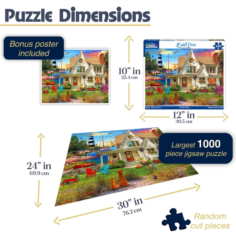 White Mountain Quiet Cove Spring Puzzles 1000 Pieces Scenic Lighthouse Beach Puzzle For Adults And Family - Image 2