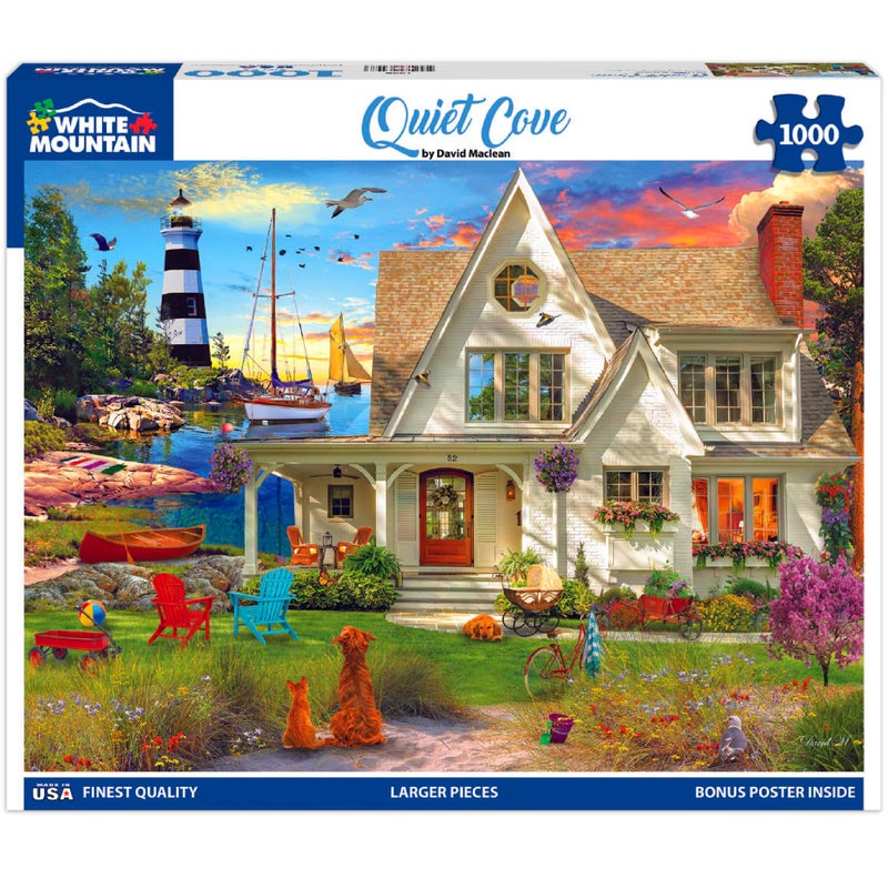 White Mountain Quiet Cove Spring Puzzles 1000 Pieces Scenic Lighthouse Beach Puzzle For Adults And Family - Image 1