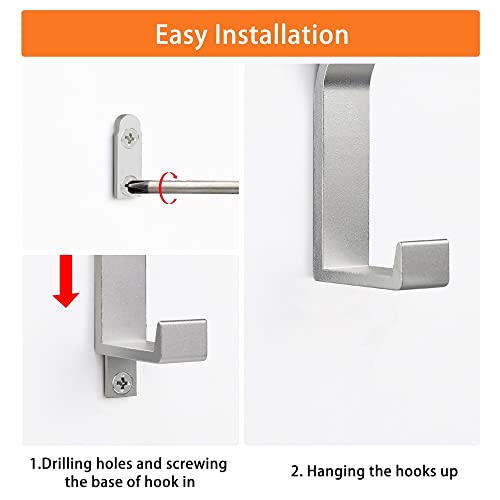 PD GROW PDGROW Coat Hooks Wall Mounted, 4 Packs Wall Hooks for Hanging Clothes, Coat, Towel, Rope, Keys, Hats, Purse, Wall Hangers for Kitchen, Bathroom, Door, Cabinet, Hallways, Bedrooms (Silver, 4 Packs) - Image 5