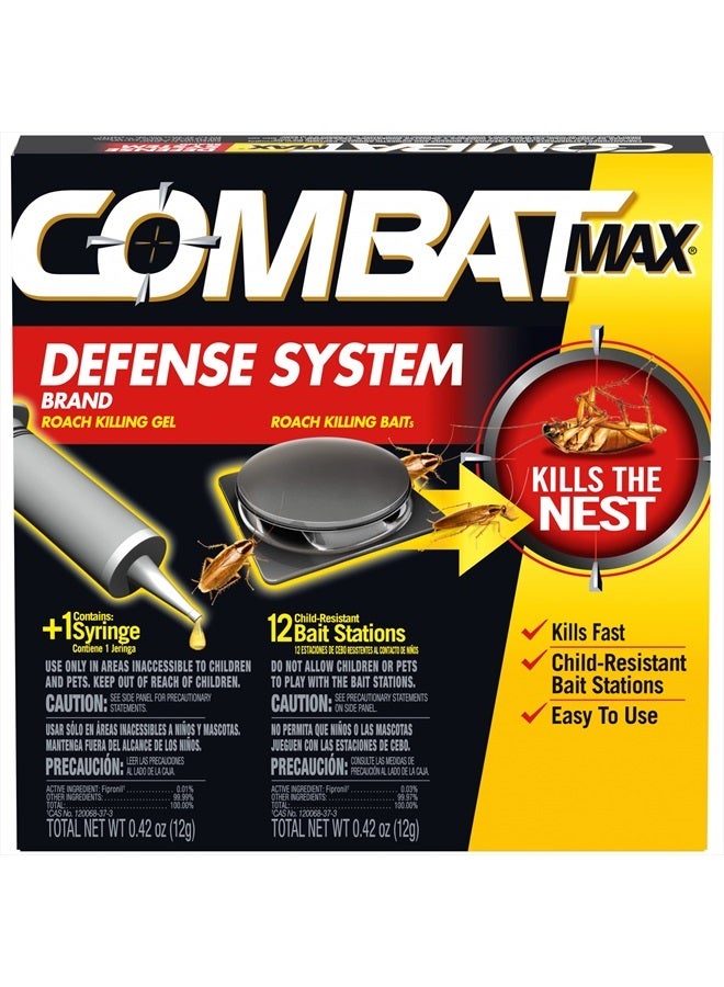 Combat Max Defense System Brand, Small Roach Killing Bait and Gel, 12 Count - Image 1