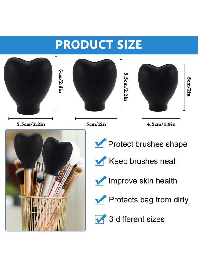 maycreate MAYCREATE® 3 Sizes Makeup Brush Cover Set Silicone Travel Dustproof Covers for Makeup Brushes Reusable Foundation Brush Protector Cap Universal for Single & Multi-fit - Brush Not Included - Image 2