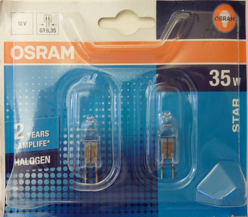 OSRAM Osram HaloStar GY6.35 Halogen Bulbs - 35W Warm White (Pack of 2) - Image 1