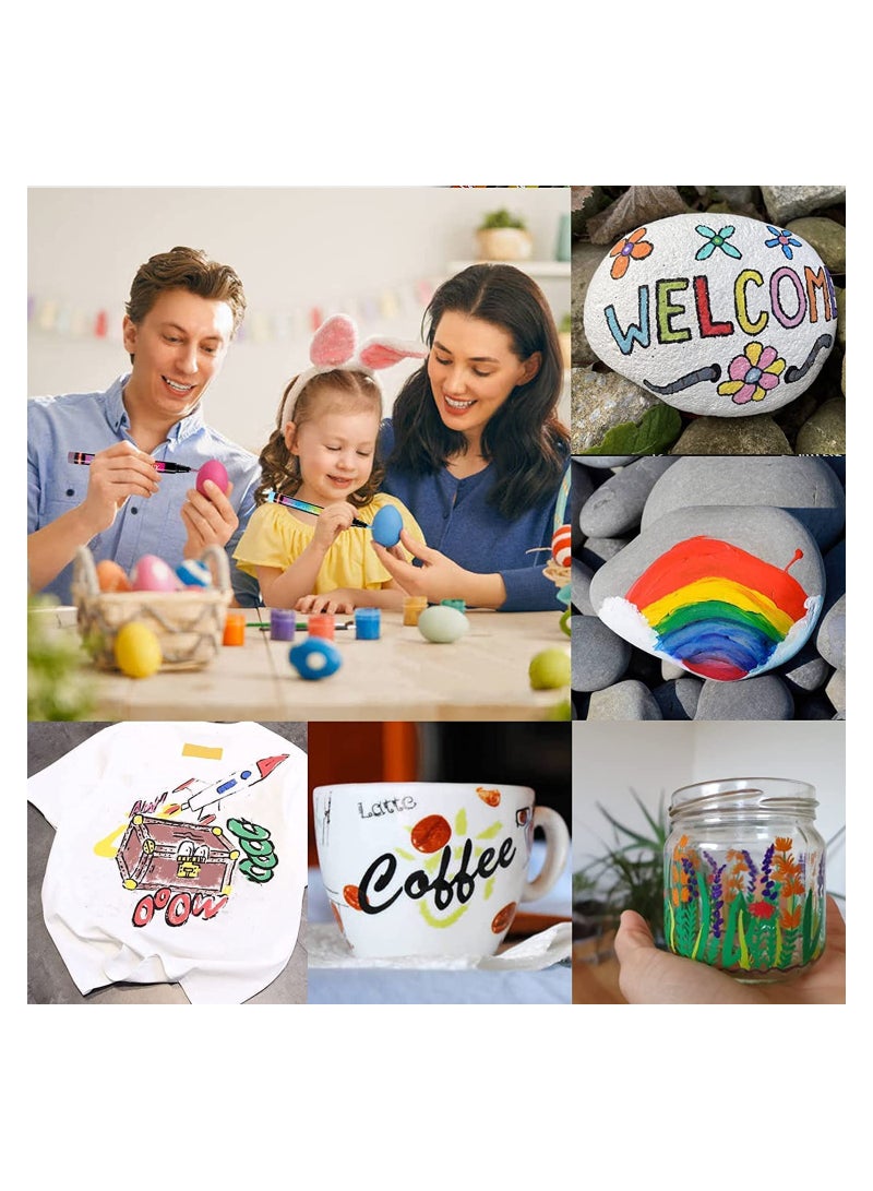 Excefore Acrylic Paint Pens Brush Tip 12 Basic Colors Acrylic Paint Markers. Set for Rock Painting Calligraphy Scrapbooking Brush Lettering Card Making Sketching Black Paper DIY Photo Album - Image 2