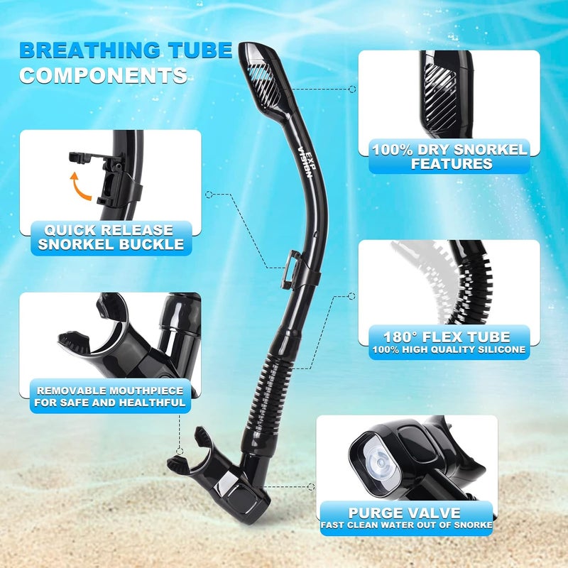 EXP VISION Schnorchelset Schnorchelausrstung fr Erwachsene, Professionelle Anti-Beschlag-Schnorchelmaske, Trockenschnorchel Tauchmaske fr Freitauchen,Schnorcheln,Schwimmen - Image 5
