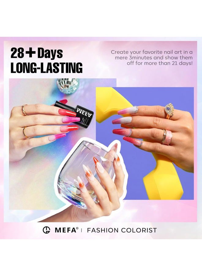 MEFA طقم طلاء أظافر جل متغير اللون 6 ألوان، تغير مزاج درجة حرارة الشتاء مع لمعة زرقاء وردية بنفسجية حمراء برتقالية تدرج، مجموعة تصميم أظافر قابلة للنقع للهدايا المنزلية للنساء والفتيات - Image 3