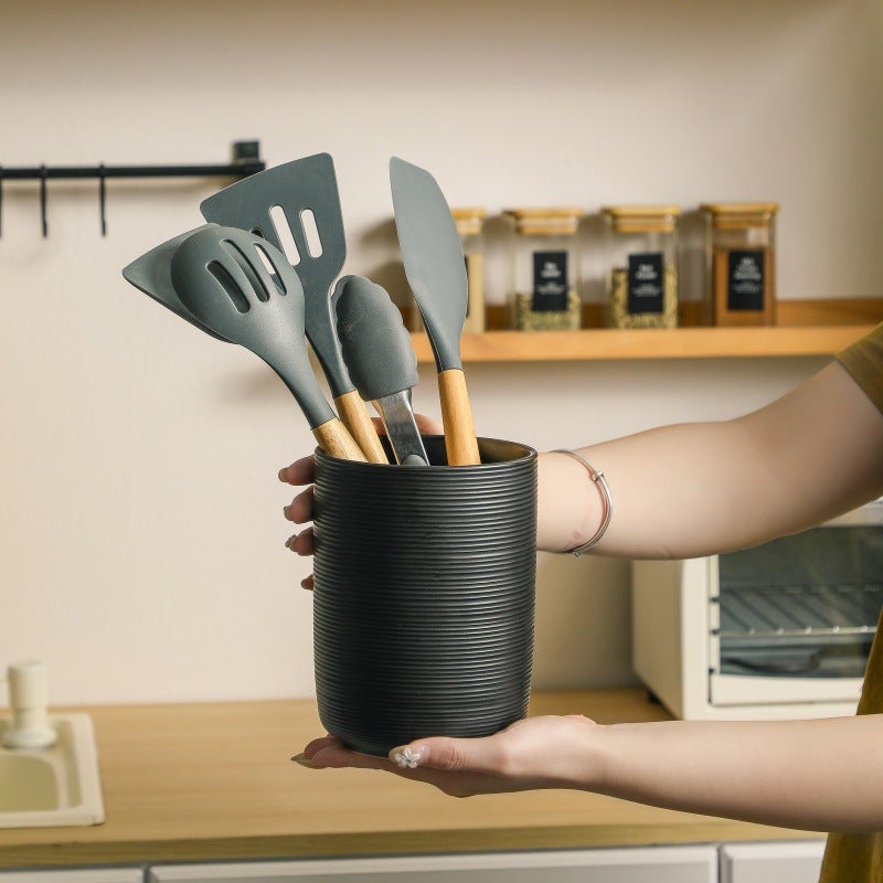 Simple Brushed Ceramic Storage Tube Chopstick Storage Household Kitchenware Storage Bucket Storage Jar Spatula Soup Spoon Storage Tube - Image 3