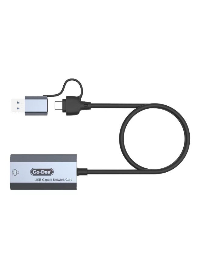 جو-ديز كابل محول إيثرنت جيجابت Go Des GD-6836 من RJ45 إلى Type-C و USB-A - Image 3