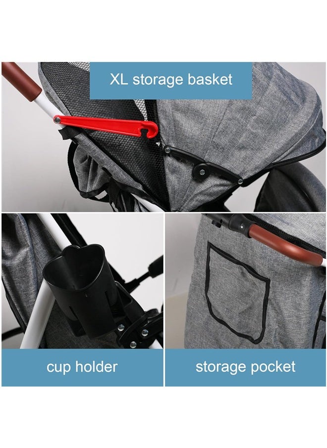 Beauenty Baby Stroller for Toddler, Foldable Aluminum Alloy Pushchair with Adjustable Backrest, 2 in 1 High Landscape Bassinet Pram for Infant & Toddler  - Image 5